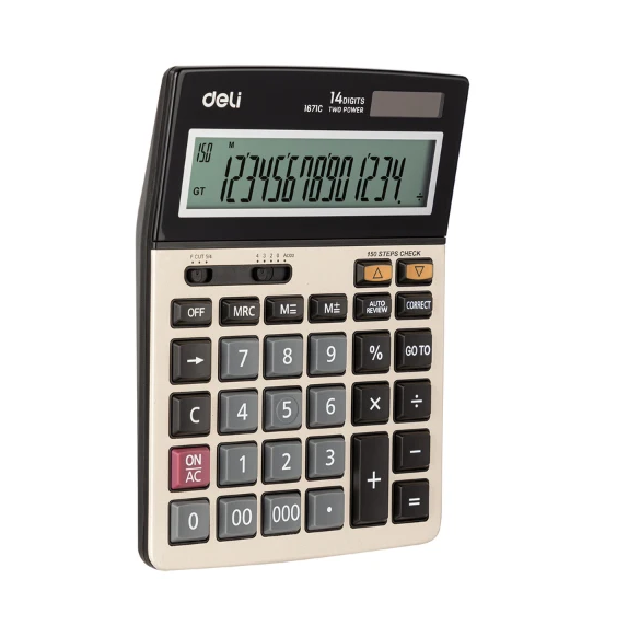 Dual Power Calculator Metal 150 Steps 14 Digits