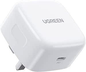 شاحن UGREEN iPhone 16 USB C شاحن PD 20W شاحن محمول سريع من النوع C محول قابس من النوع C محول سفر عالمي متوافق مع iPhone 16 SE/16 Pro/16 Plus /16 Pro Max و 15/14 Series والمزيد