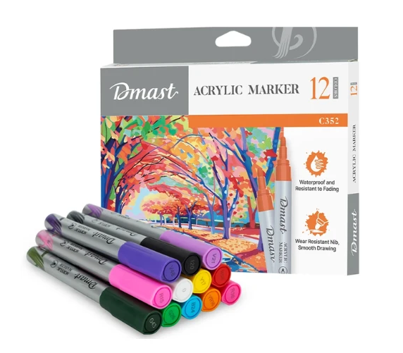 Dmast Acrylic Marker Bullet Tip 2mm 12 Color