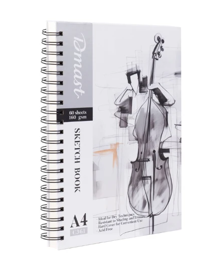 Dmast A4 Spiral Sketch Book 60 Sheets 160gsm (Vertical)