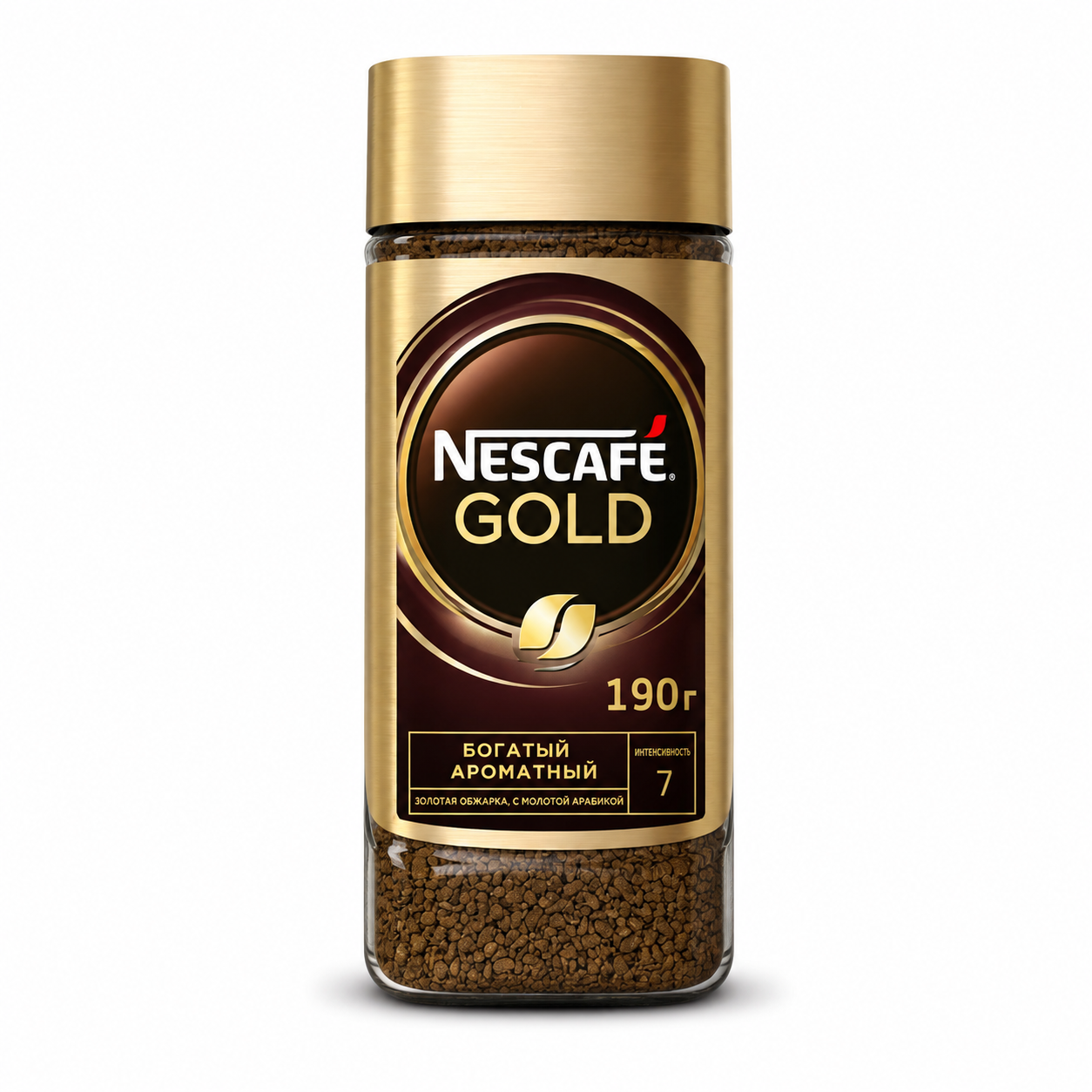 Nescafé Gold Instant Coffee 190g – Rich & Aromatic Premium Soluble Coffee with Roasted Arabica, Intensity 7, Smooth Full-Bodied Taste, Golden Roast Coffee Granules