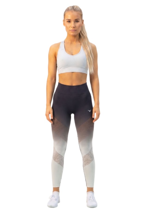 OmbreFlex Hollow Out Gradient Leggings - Black & White - M