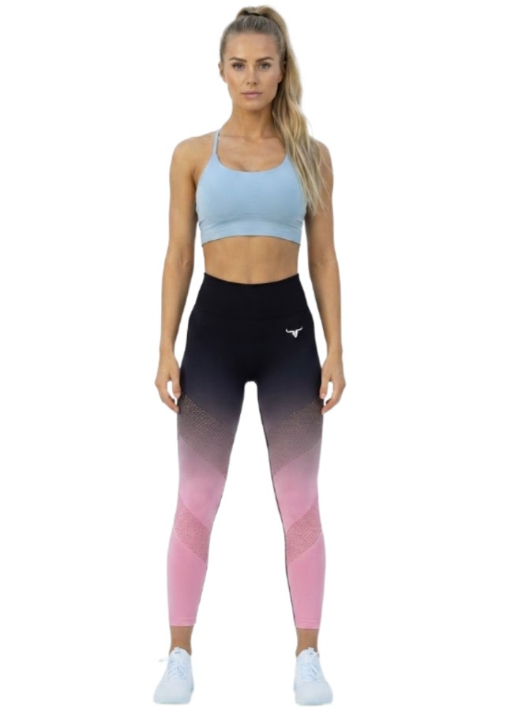 OmbreFlex Hollow Out Gradient Leggings - Black & Pink - S