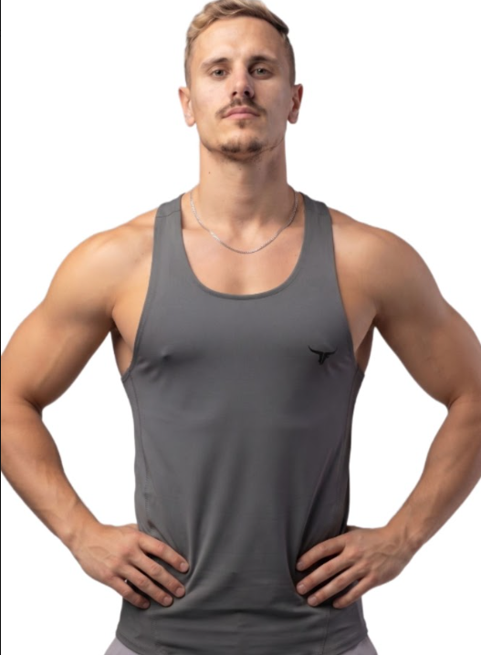 MuscleHustle Mens Tank Top - Grey - XL