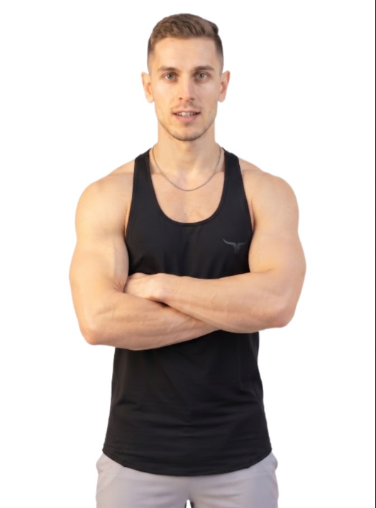 MuscleHustle Mens Tank Top - Black - S