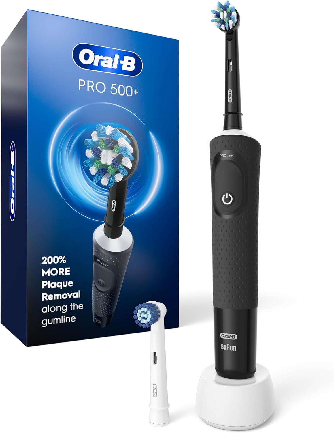 Oral-B Pro 500 Electric Toothbrush with Automatic Timer and Precision Clean Brush Head, Black