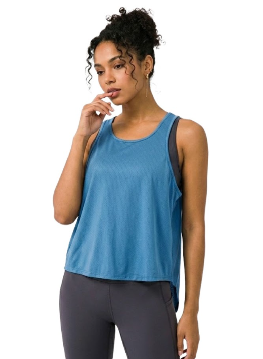 BreezyBack Tie back تانك توب - أزرق - L