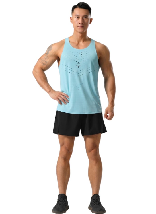 AgileAura Activewear Men's تانك توب - أزرق - M