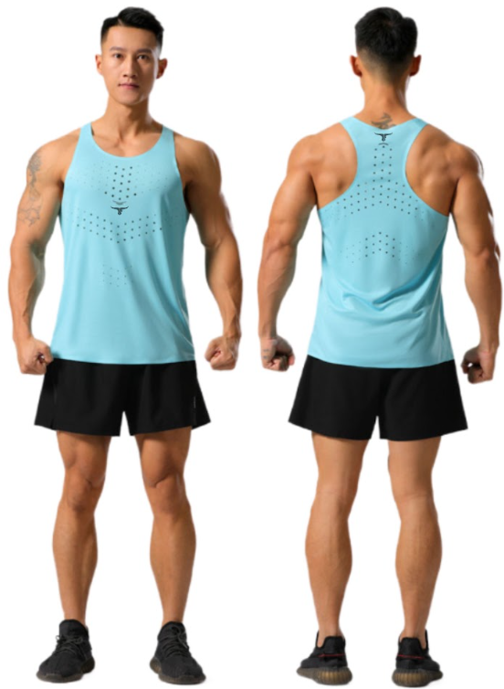 AgileAura Activewear Men's تانك توب - أزرق